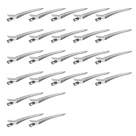 24 Clips de Pico de Pato para Peluquería y Uso Doméstico - Pinzas de Metal Resistente de 3.5 Pulgadas, Ideales para Peinar, Pintar o Secar el Cabello (Color Plata)