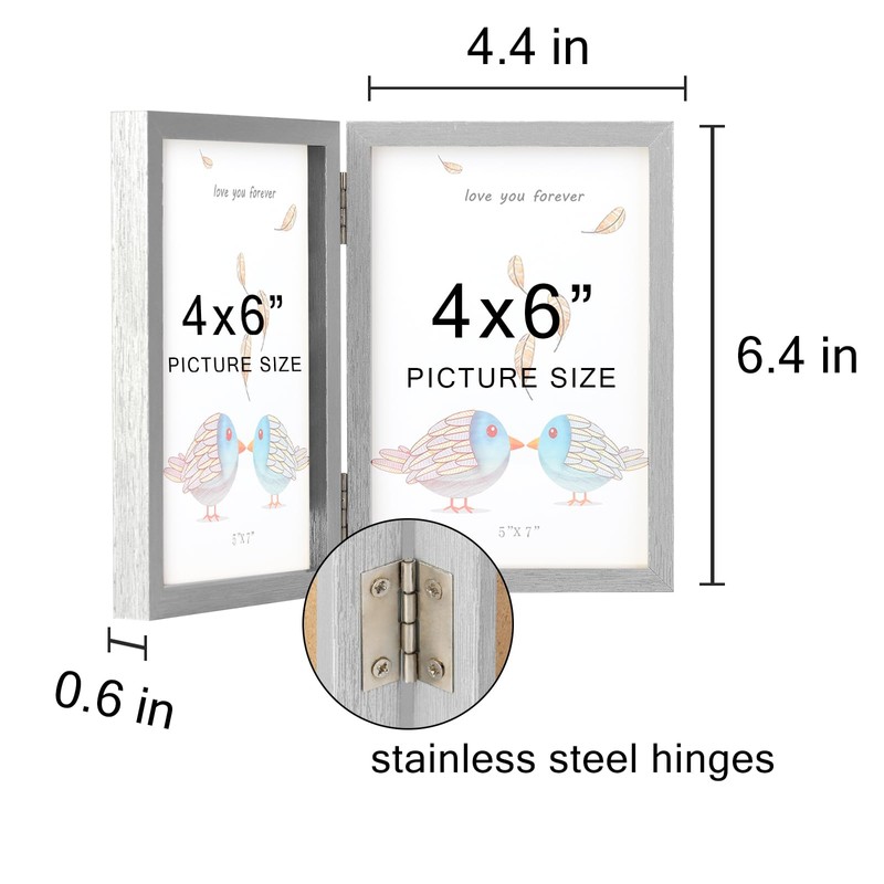 AVEAX Double 5x7 Picture Frame Hinged Folding Photo Frame with