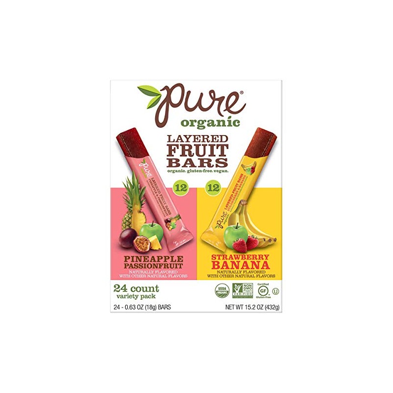 Pure Organic Layered Fruit bar Variety Package, 12 - Pineapple
