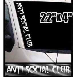 Antisocial Car Sticker Decal, Anti Social Sticker for Car, Truck, Windshield Banner Sticker 22 x 4 inches
