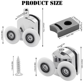 Aleker 4 Pcs Shower Door Rollers, 25mm Shower Door Wheels, Curved Shower Door Rollers, Replacement Shower Door Wheels for Sliding Shower Glass Doors 4-6mm (2 Top & 2 Bottom)