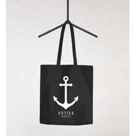 Autiga® Jute Bag Anchor Nautical Sailor Sailing Black 2 Long Handles