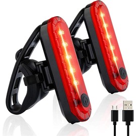 Volcano Eye Bicycle Tail Light, Set of 2, USB Charging LED Light, Waterproof Flashing Cycle Light, 4 Lighting Modes, Safety Light, Appeal Visibility at Night Driving, Easy to Install