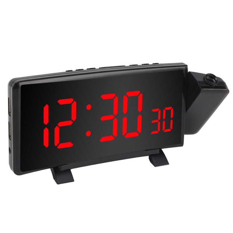 Projection Alarm Clock with 2 USB Ports LED Curved Display
