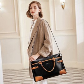 BOSTANTEN Womens Briefcase Leather Laptop Bag for Women 15.6 inch Computer Bag Messenger Business Work Tote