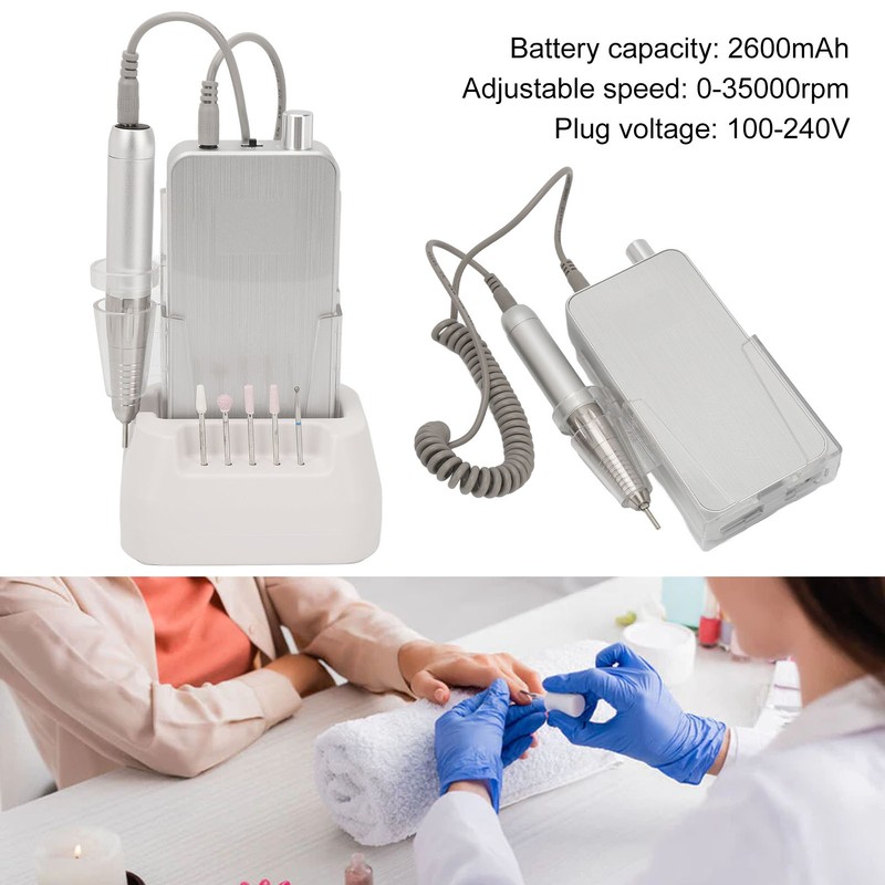 35000rpm Manicure Pedicure Kit Electric Portable Rechargeable 2600mAh Battery Nail