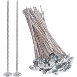 AZULDIMEN 100 Piezas de mechas para Velas de Soja, Mecha de Vela pre-Encerada para Hacer Velas, Mecha de Vela Gruesa con Base. (20cm)