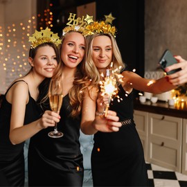 MONCAP Pack of 3 New Year's Eve Headband 2024 Happy New Year Headband New Year's Eve Headdress Stars Headband New Year's Eve Photo Props for Adults Children New Year's Eve Party New Year Decoration