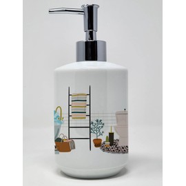 Caroline's Treasures WDK5636SOAP Yellow Labrador Retriever Ceramic Soap Dispenser Hand Soap Dispenser Pump Bottles for Bathroom Kitchen, Empty Refillable Liquid Soap Container