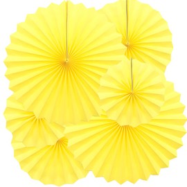 Yosawa 6Pcs Paper Fan Flowers Hanging Paper Fans Decoration for Birthday Wedding Christmas Graduation Theme Party （Yellow）