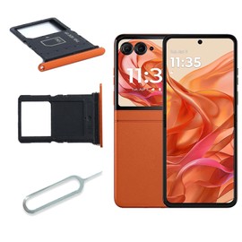 Ygpmoiki for Motorola Moto Razr 2024 /Razr 50 Sim Card Tray XT2453-3 Micro SD Card Slot Single Sim Card Tray Holder Replacement Orange，with Pin