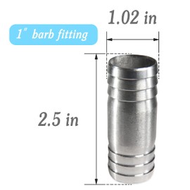 MSAEIQUN Stainless Steel 1" Barb Splicer Mender Round Union Coupler Hose Fitting with Stainless Steel Pipe Clamps for Water/Fuel/Air (Pack of 3)