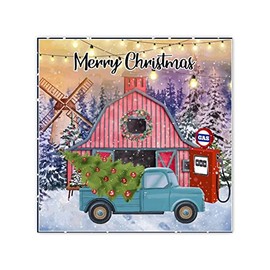 Red Truck Gas Station Merry Christmas Framed Canvas Pictures Print for Classroom Decor Positive 2022 Sucked Gas Canvas Wall Art Quotes for Aesthetic Room Stairway Wall Decoration 12x12 Inch
