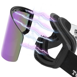 torbollo Ski Goggles, Magnetic Magnetic, Double Layer PC Lens, REVO Waterproof Coating, 100% UV Protection, Anti-Fog, Column Lens 5.3 Bend, Wide Field of View, Compatible with OTG Glasses, Helmet