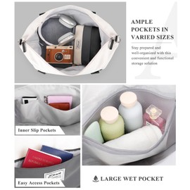 ETRONIK Weekender Bags for Women, Carry On Overnight Bag with Shoe Compartment, Travel Duffel Bag with Wet Pocket, Mom Hospital Bags for Labor and Delivery Black&Grey, Large Size