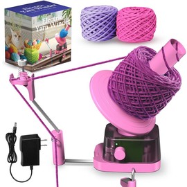 Yarn Winder for Crocheting, Large Capacity Electric Yarn Ball Winder with Strong Tension Stepless Speed, Automatic Yarn Cake Winder, Helper for Knitting Lovers Multifunction:_pink+ Yarn Management