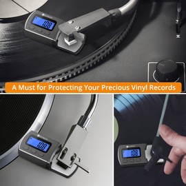 Neoteck Digital Turntable Stylus Force Gauge 0.01g/5.00g with Blue LCD Backlight Turntable Stylus Pressure Gauge with 5g Weight & Leather Case Accurate Tracking for Tonearm Phono Cartridge-Grey