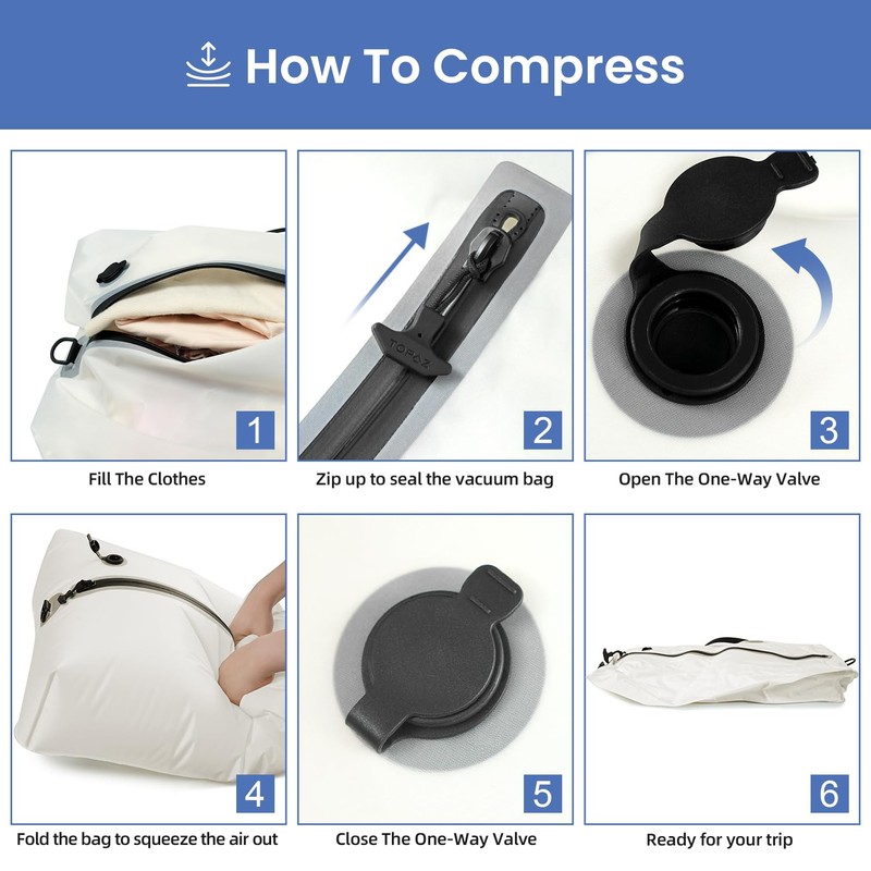 BAGAIL TPU Vacuum Bag for Travel, Reusable Compression Bag with