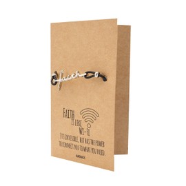 quan jewelry WiFi Faith Black Chain Bracelet, Religious Jewelry for Women