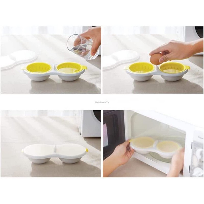 WWLUCKY Draining Egg Boiler for Microwave, Perfect Double Egg Poacher,