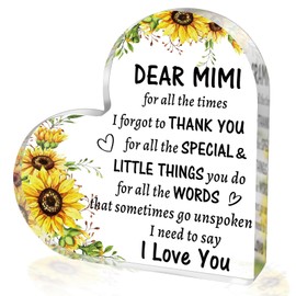 SUEHHYY Mimi Mothers Day Gifts from Grandkids, to My Nana Acrylic Heart Sign Keepsake Presents, Birthday Christmas Valentines Day Gifts for Mimi Grandma Grandmother