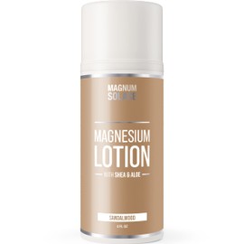 Magnesium Lotion – Super Concentrated – Made with Aloe and Shea – For Leg Cramps, Sore Muscles & Joints, Rejuvenation – Safe for Kids, Made in the USA (Sandalwood)