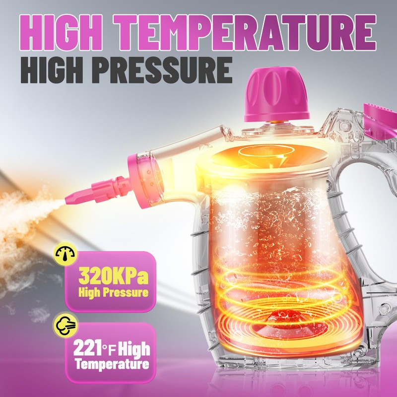 Pressurized Handheld Steam Cleaner with 10pcs Accessories&Safety Lock, Multi-Purpose Natural