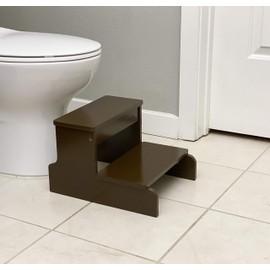 BirdRock Home Wooden Step Stool for Kids - Walnut - Decorative - Strong Sturdy Wood 2 Steps - Toddler Kids Step Helper for Kitchen Sink – Bathroom Toilet Stepping – Lightweight Construction