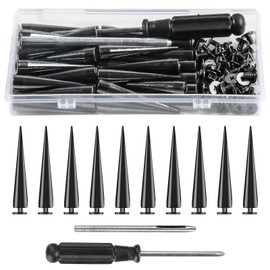 40 Sets Spikes and Studs Kit, 7x40mm Black Cone Clothes Spikes Studs Rivets with Tools for Garment Craft