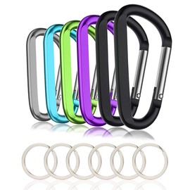 CampTek 6PCS Carabiner Caribeaner Clip,3" Large Aluminum D Ring Shape Carabeaner Keychain Hook