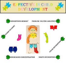 Apexay Wooden Puzzles for Kids, Jigsaw Puzzles for Kids Ages 3-5 Year Old, Preschool Educational Learning Toys Set Wooden Puzzles (Shape Boy)