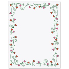 Paperdirect Blooming Love Valentine Spring Holiday Theme Paper Stationery, Border Paper, Letterhead 8.5 x 11, 25 sheets, Elegant Premium Writing Paper, Decorative Printer Paper