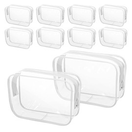 WRITWAA 10 Pcs Clear Makeup Bags Set, Zipper Pouches for Cosmetics & Toiletries, Portable Travel Organizers, Transparent Makeup Bags for Easy Access