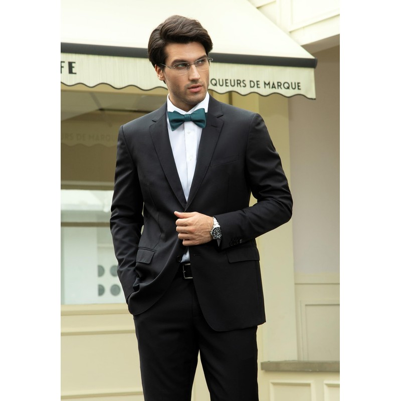 HISDERN Bow tie for men, bow tie with pocket square,
