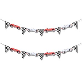2 Pcs Vintage Racing Banners, Racing Birthday Decorations Racing Birthday Banner Car Banner Decoration Race Car Theme Party Banner for Racing Themed Birthday Party Supplies