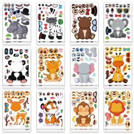 Make a Face Safari Animal Stickers, Jungle Party Favors, Kids Crafts, Goodie Bags Stuffers, Classroom Rewards, Mix and Match Animal Faces, Birthday Activities