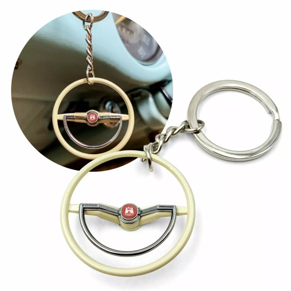 KaferLab 1960-63 VW Beetle Beige Dished Steering Wheel Key Chain