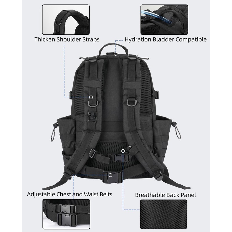 EZshoot 40L Tactical Backpack for Men and Women - Heavy