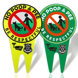Betinyar 2 Pieces No Poop and Pee Sign No Pooping Dog Signs Luminous Be Respectful Sign Stop Dogs from Pooping or Peeing On Your Lawn Yard Sign (Y,G)