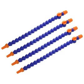 uxcell 4Pcs G1/2" Thread Flexible Water Oil Coolant Pipe Hose, 400mm Plastic Adjustable Round Nozzle Cooling Pipe Hose with Switch and Internal Tube for Lathe CNC Water Cooling System