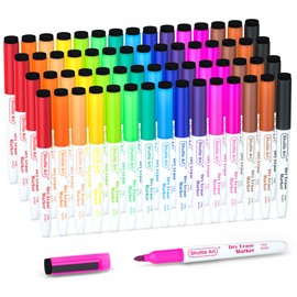 Shuttle Art Shuttle Art Whiteboard Stifte, 60 Magnet-Whiteboard-Marker in 15 Farben mit feiner Spitze und Radiergummi, abwischbar, große Menge, auf Whiteboards, magnetischen Schreibtafeln