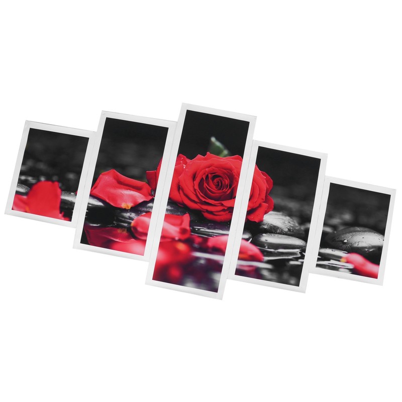 5Pcs Wall Art Painting Set Romantic Red Rose Frameless Painting
