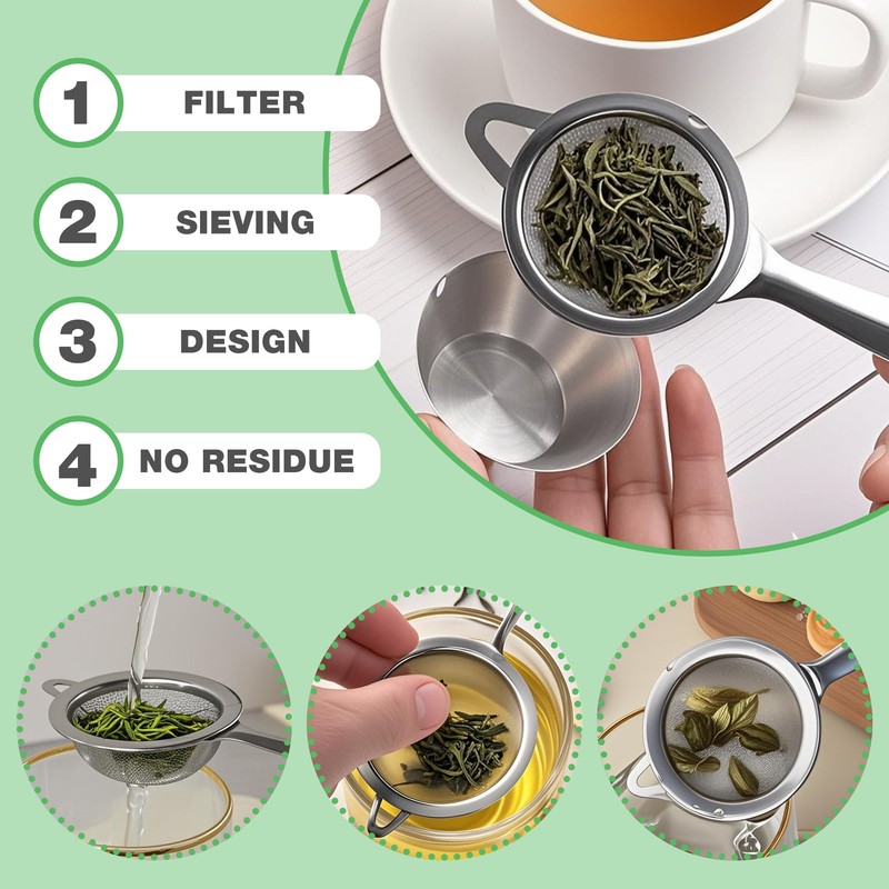 Small Sieve Fine Mesh, 2 Pcs Tea Strainers for Loose