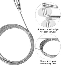 Jinlaili Curtain Steel Cable (3 Metres) with 12 Pieces Curtain Clips, Stainless Steel Curtain Wire, Washing Line Curtain Rope, Rope Tension Set, Stainless Steel Wire Rope, Curtain Rope Line for