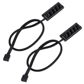 UMLIFE 2pack 4 Pin PWM Fan Hub, 4-Pin PWM PC Fan Hub Power Supply Cable 1 to 5 Way Splitter PC Motherboard Case Fan Power Extension Cable Cord for ATX Computer Case 4-Pin and 3-Pin Cooling Fans