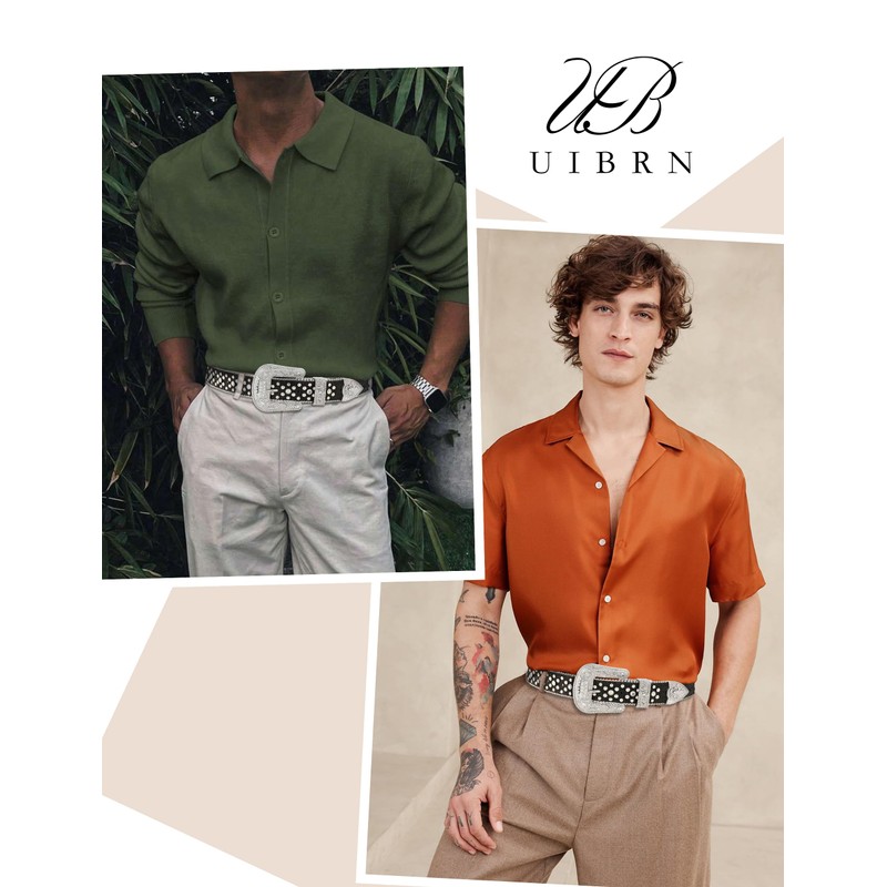 UIBRN Rhinestone Belts for Women Men, Bling Studded BB Belt