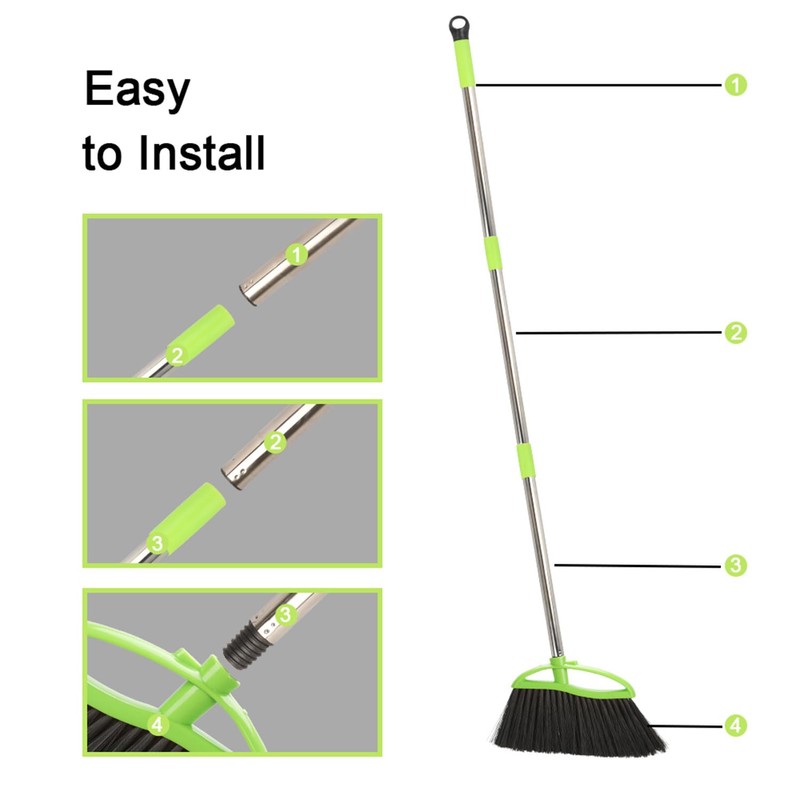 Soft Bristles Green Angle Broom Long Handle Indoor Broom for