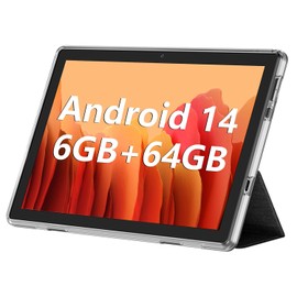 Android Tablet, 10.1 inch Android 14 Tablets 6GB RAM 64GB ROM 1TB Expand, 1280x800 IPS HD Touchscreen,6000mAh Battery, Bluetooth, Dual Camera, GMS, WiFi (Black)