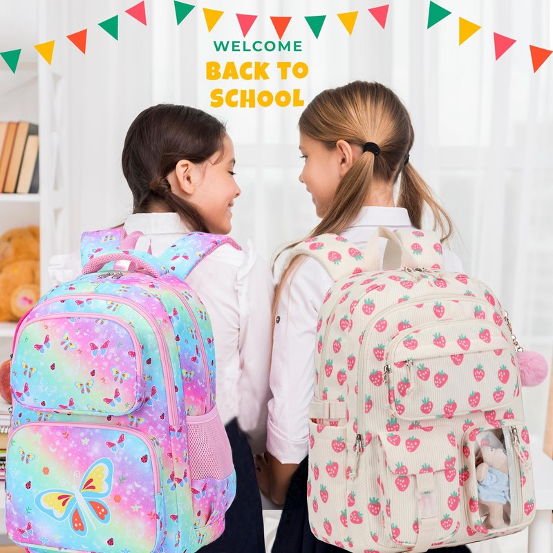 AUIVTY Corduroy Bow Backpack for Girls Teens School Bookbag with