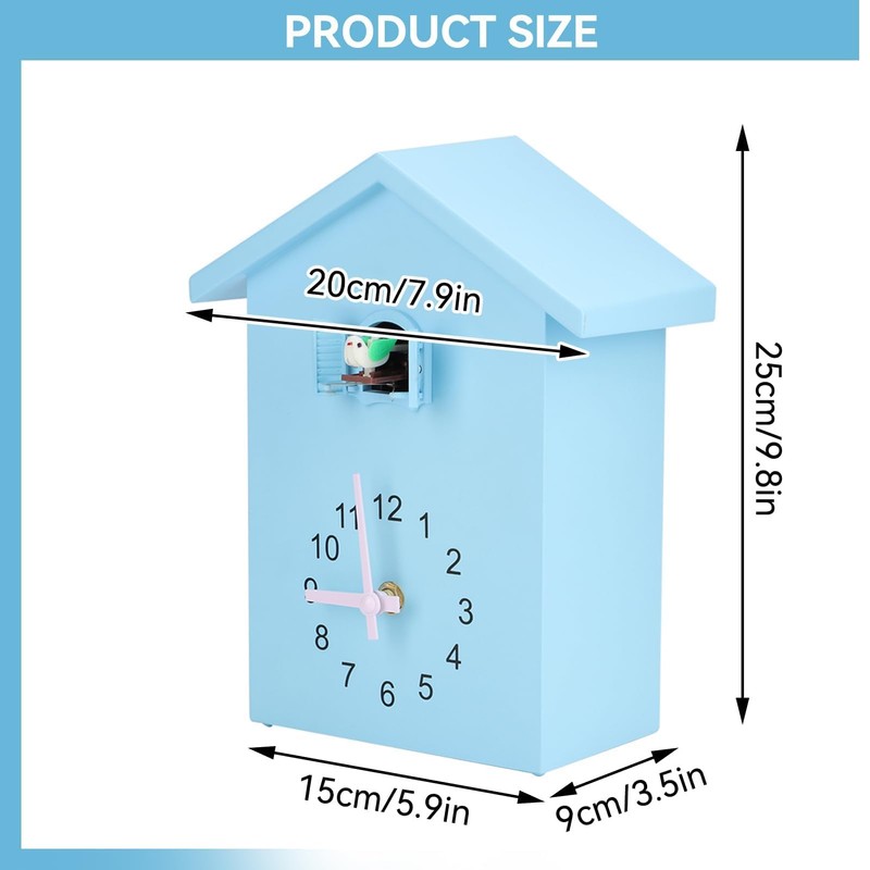 HERCHR Modern Cuckoo Clock, Birdhouse Blue Wall Clock, Cuckoo Clock